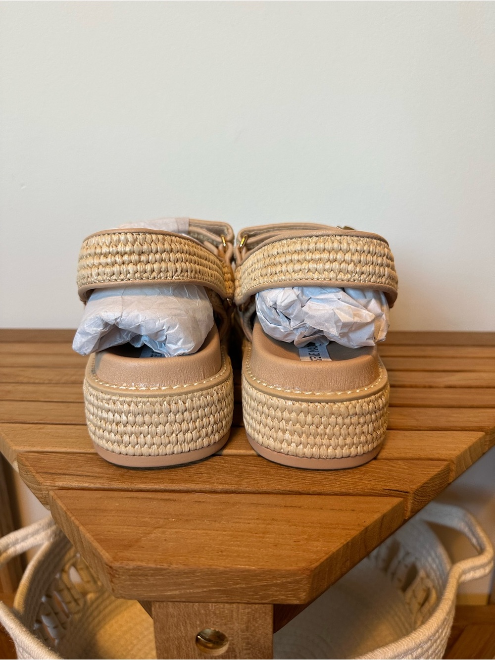 Steve Madden BIGMONA Raffia Platform Sandals Natural - Picture 5 of 7